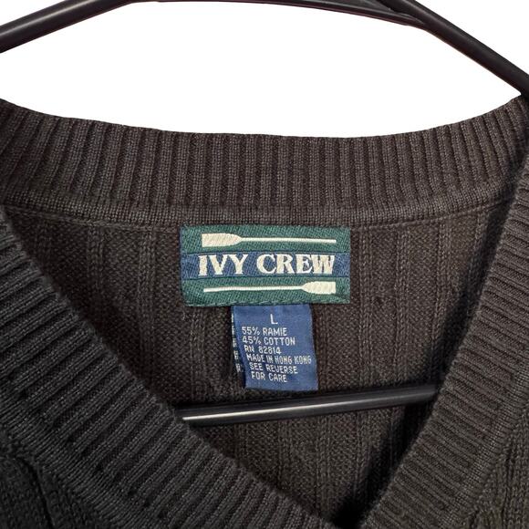 Vintage Ivy Crew Sweater Vest Mens L Forest Green Cable Knit 90s Y2K - Picture 4 of 4